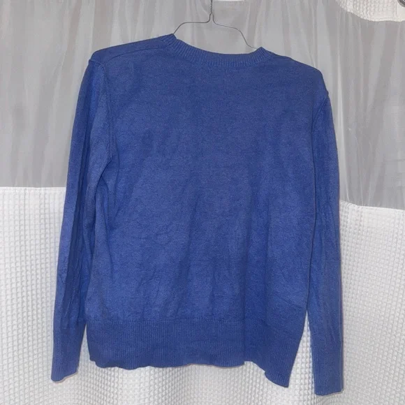 L.L.Bean Cotton/Cashmere Blue Sweater - Picture 2 of 5